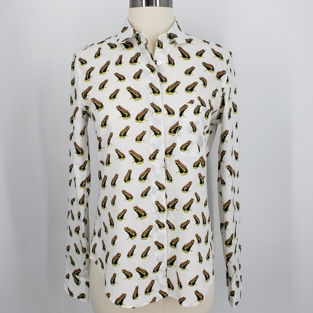 Mauro Grifoni White and Green Button Down Shirt